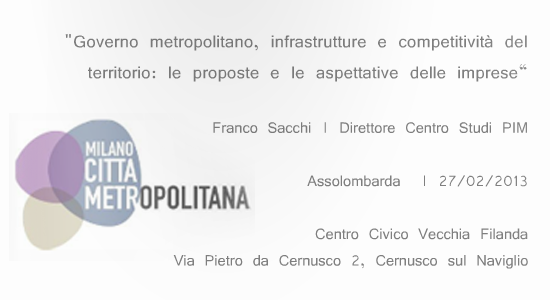  Governo metropolitano e competitività del territorio: proposte e aspettative delle imprese